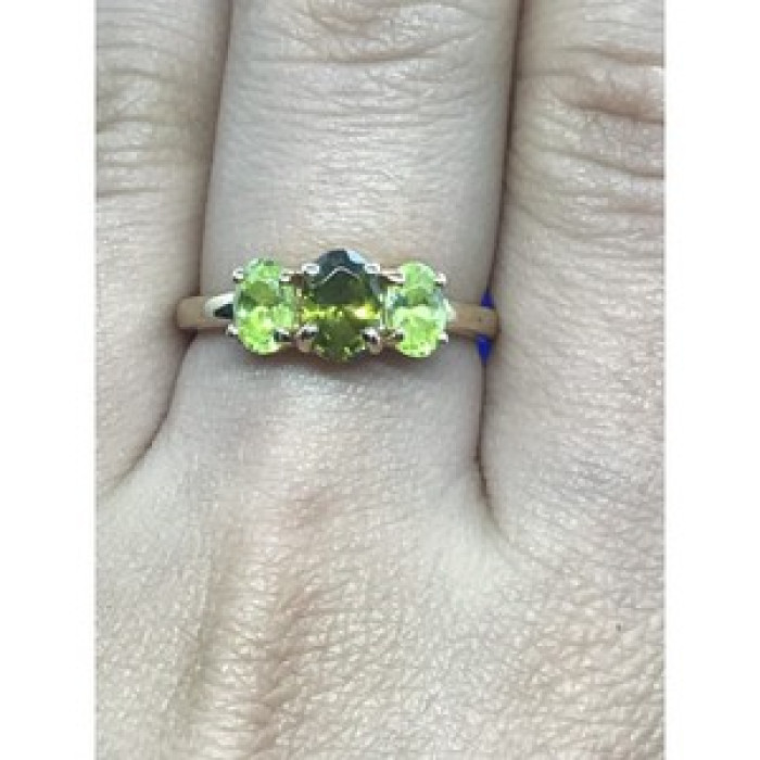 925 Sterling Silver Gold Plated Peridot Ring Size 8