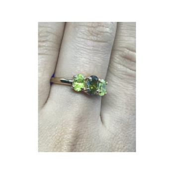 925 Sterling Silver Gold Plated Peridot Ring Size 8