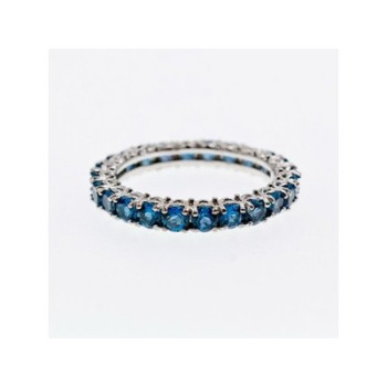 925 Sterling Silver Aquamarines Band Ring Size 10.5