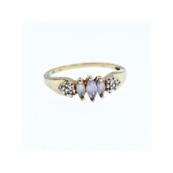 10K YELLOW GOLD TANZANITE & DIAMONDS RING SIZE 7