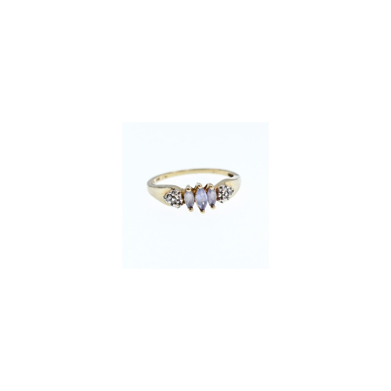 10K YELLOW GOLD TANZANITE & DIAMONDS RING SIZE 7