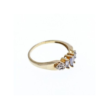 10K YELLOW GOLD TANZANITE & DIAMONDS RING SIZE 7