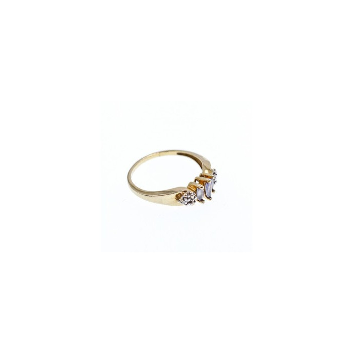 10K YELLOW GOLD TANZANITE & DIAMONDS RING SIZE 7