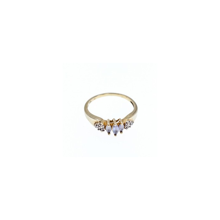 10K YELLOW GOLD TANZANITE & DIAMONDS RING SIZE 7