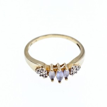 10K Yellow Gold Tanzanite & Diamonds Ring Size 7