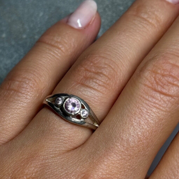 925 Sterling Silver Morganite Ring Size 6