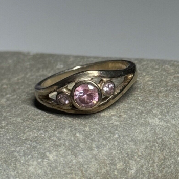 925 Sterling Silver Morganite Ring Size 6