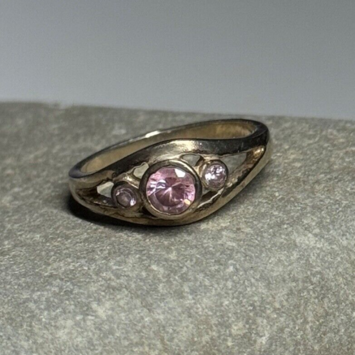 925 Sterling Silver Morganite Ring Size 6