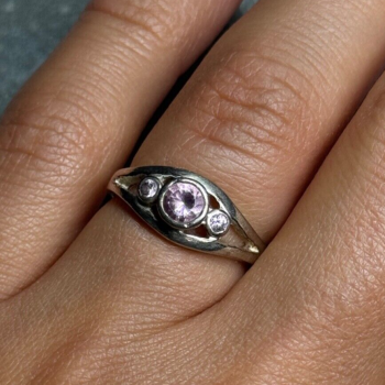 925 Sterling Silver Morganite Ring Size 6