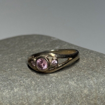 925 Sterling Silver Morganite Ring Size 6