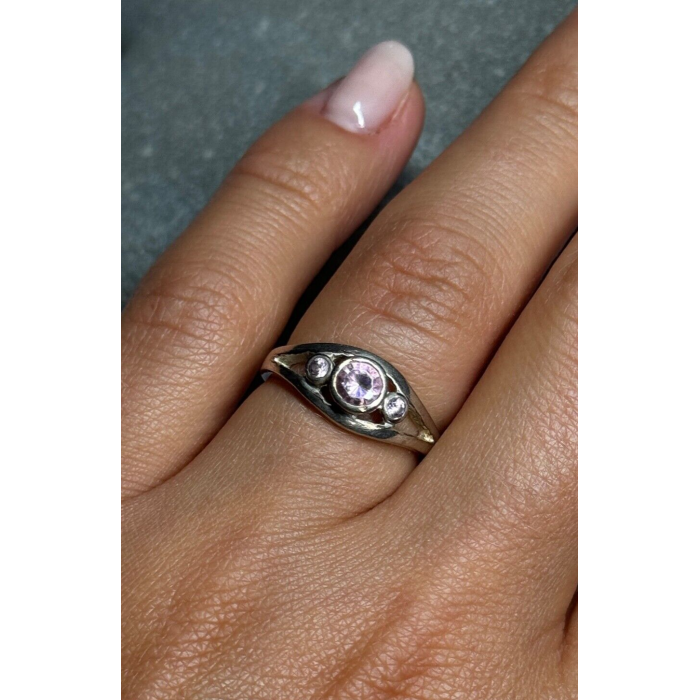 925 Sterling Silver Morganite Ring Size 6