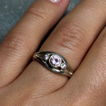 925 Sterling Silver Morganite Ring Size 6