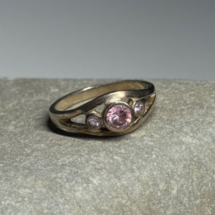 925 Sterling Silver Morganite Ring Size 6