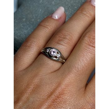 925 Sterling Silver Morganite Ring Size 6