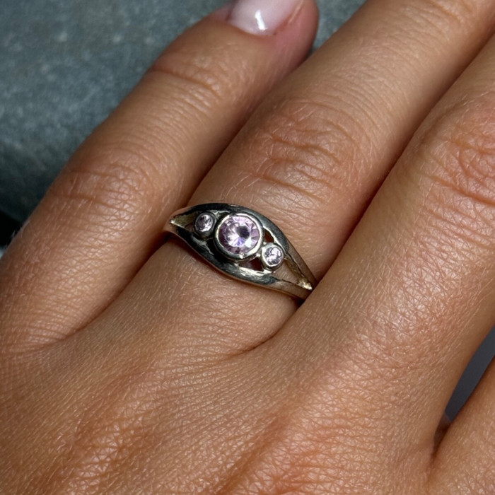 925 Sterling Silver Morganite Ring Size 6