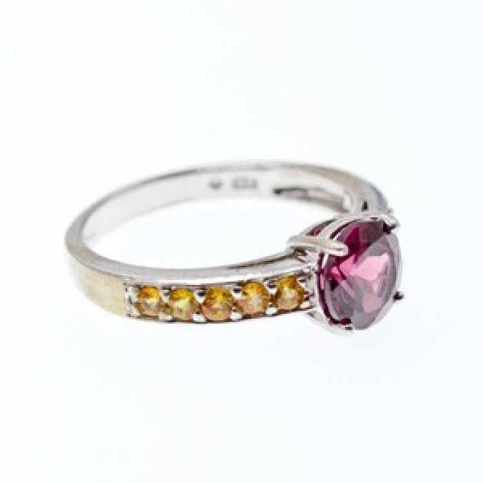 925 Sterling Silver Almandine & Heliodor Ring Size 9