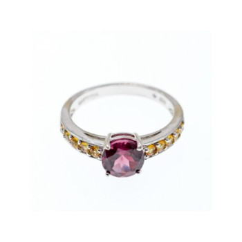 925 Sterling Silver Almandine & Heliodor Ring Size 9