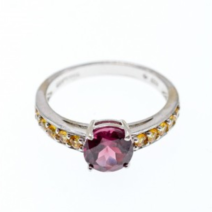 925 Sterling Silver Almandine & Heliodor Ring Size 9