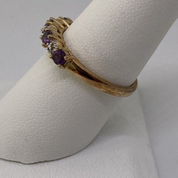 925 Sterling Silver Vermeil Amethyst & Diamond Ring Size 8