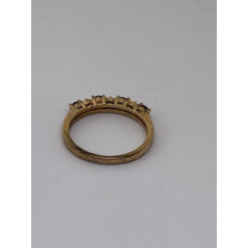 925 Sterling Silver Vermeil Amethyst & Diamond Ring Size 8