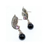 925 Sterling Silver Nephrite, Amethyst & Marcasites Earrings