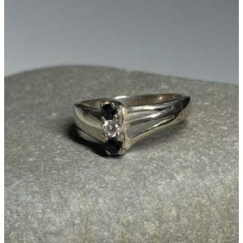 925 Sterling Silver Sapphire & Beryl Ring Size 8