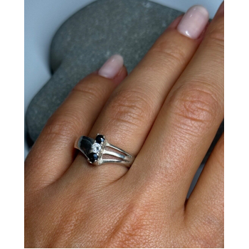 925 Sterling Silver Sapphire & Beryl Ring Size 8