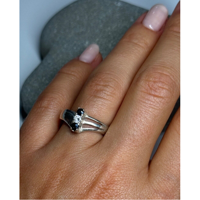 925 Sterling Silver Sapphire & Beryl Ring Size 8