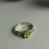 925 Sterling Silver Chrysolite & Marcasites Ring Size 7.5