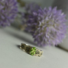 925 Sterling Silver Chrysolite & Marcasites Ring Size 7.5