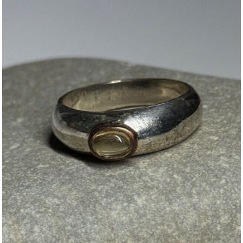 925 Sterling Silver Yellow Agate Ring Size 8