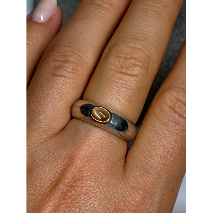 925 Sterling Silver Yellow Agate Ring Size 8