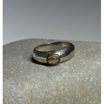 925 Sterling Silver Yellow Agate Ring Size 8