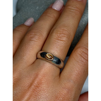 925 Sterling Silver Yellow Agate Ring Size 8