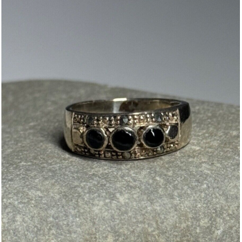 925 Sterling Silver Onyx Ring Size 5