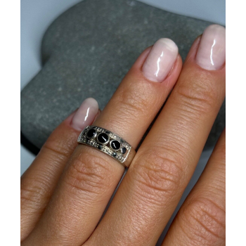 925 Sterling Silver Onyx Ring Size 5