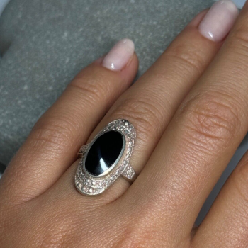 925 Sterling Silver Onyx Ring Size 5.5