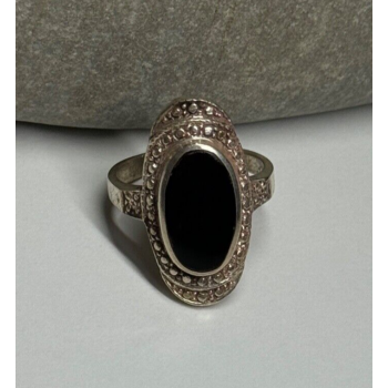 925 Sterling Silver Onyx Ring Size 5.5