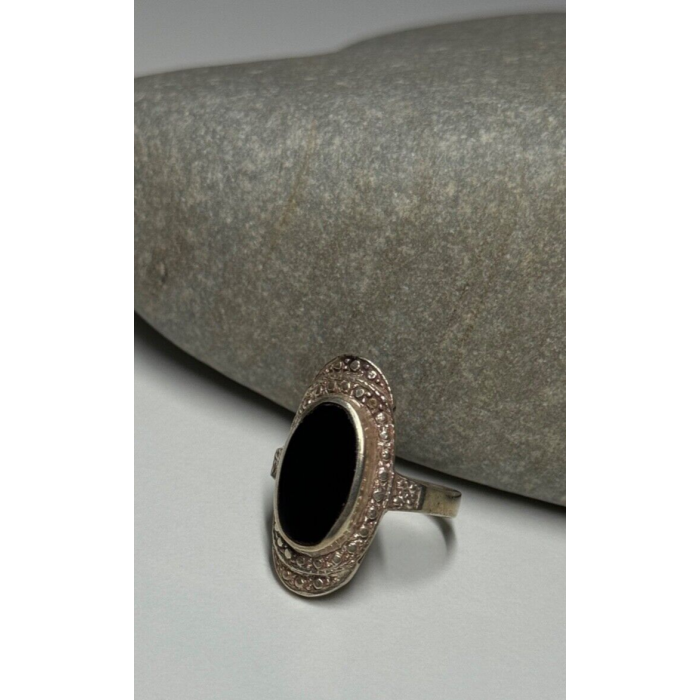 925 Sterling Silver Onyx Ring Size 5.5