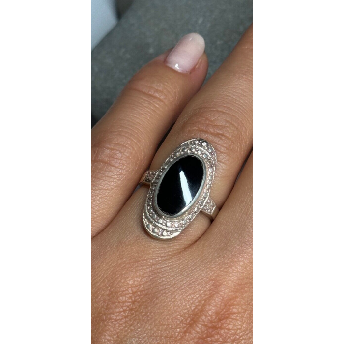 925 Sterling Silver Onyx Ring Size 5.5