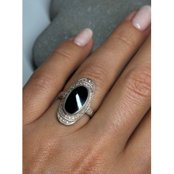 925 Sterling Silver Onyx Ring Size 5.5