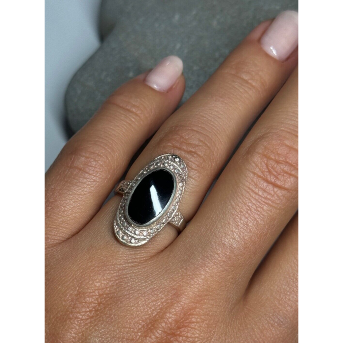 925 Sterling Silver Onyx Ring Size 5.5