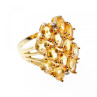 925 Sterling Silver Gold Plated Yellow Tourmalines & Diamonds Ring Size 8