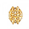 925 Sterling Silver Gold Plated Yellow Tourmalines & Diamonds Ring Size 8
