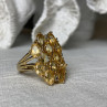 925 Sterling Silver Gold Plated Yellow Tourmalines & Diamonds Ring Size 8