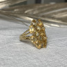 925 Sterling Silver Gold Plated Yellow Tourmalines & Diamonds Ring Size 8