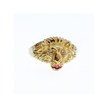 14K YELLOW GOLD RUBY & DIAMONDS 