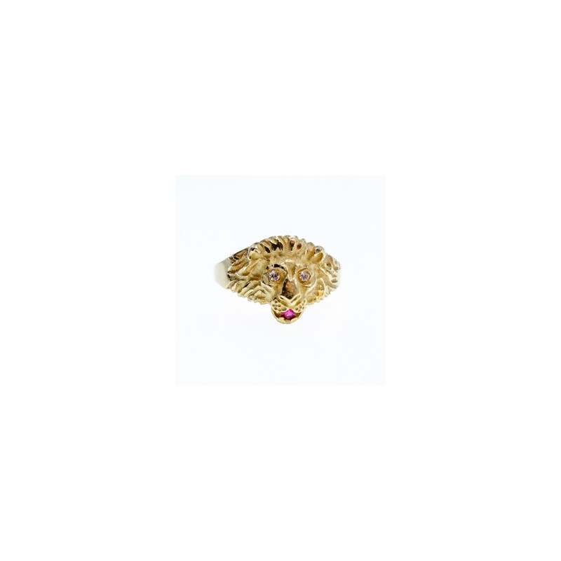 14K YELLOW GOLD RUBY & DIAMONDS 