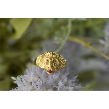 14K YELLOW GOLD RUBY & DIAMONDS 