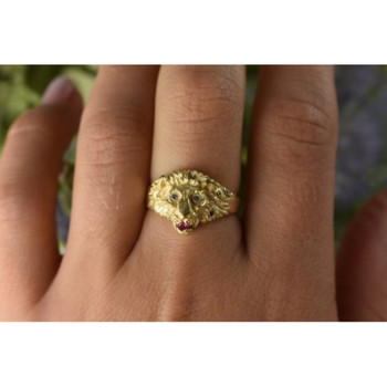 14K YELLOW GOLD RUBY & DIAMONDS 